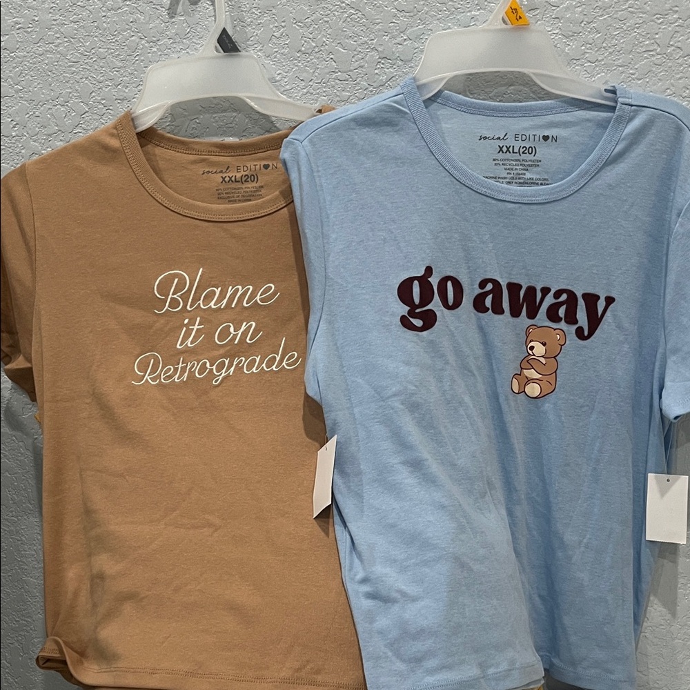 Womens Go Away' Light Blue, Tan Graphic Tees